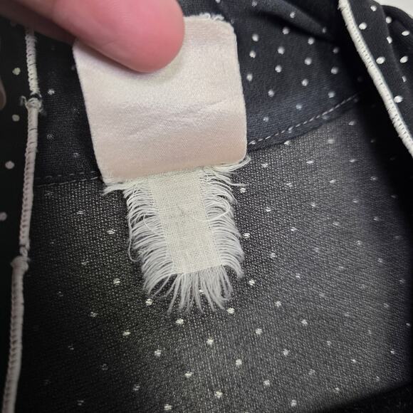 Vtg Polka Dot Dress Women M Black White Byer Too 80s Pinup Retro Picnic Tie Neck - Picture 11 of 11